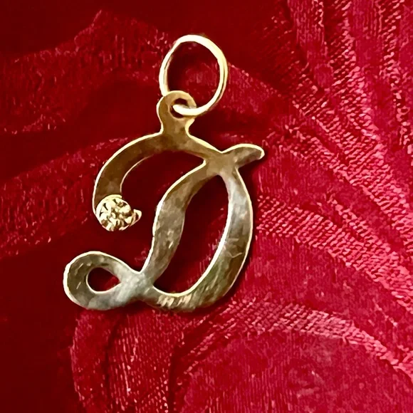 14K Yellow Gold D Initial Pendant with Diamond Accent - Picture 2 of 11